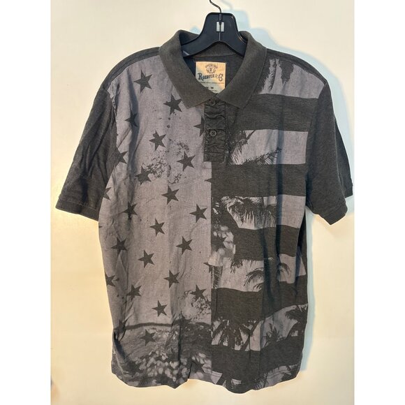 Roebuck & Co Mens M Graphic Polo Shirt Gray Cotton Blend - Picture 2 of 5
